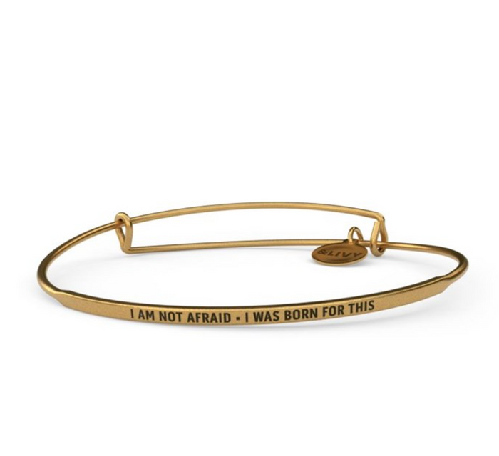 Posy - I Am Not Afraid I Was Born For This Bangle - Antique Gold Finish by &Livy