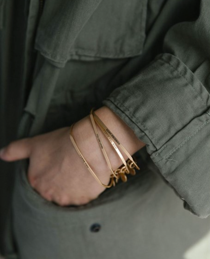 Posy - I Love You Mom Bangle - Antique Gold Finish by &Livy - A. Dodson's