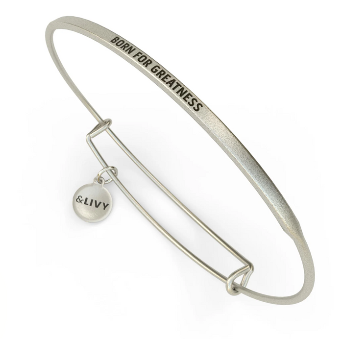 Posy - Born For Greatness Bangle - Antique Silver Finish by &Livy