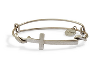 Symbol Wraps - Cross Expandable Bangle - Antique Silver Finish by &Livy