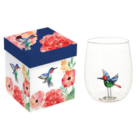 17oz. Stemless Figurine Glass w/ Gift Box, Hummingbird