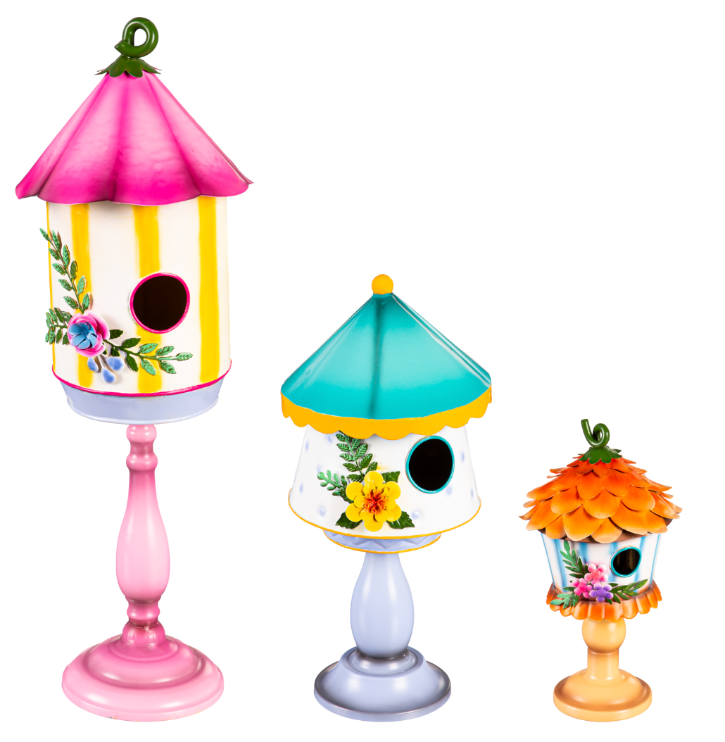 Whimsical Metal Birdhouse Statuary - 3 sizes - A. Dodson's