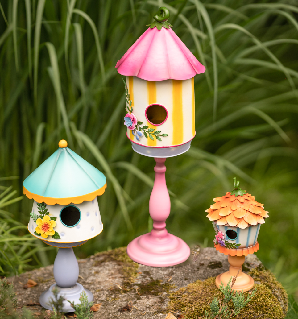 Whimsical Metal Birdhouse Statuary - 3 sizes - A. Dodson's