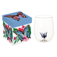 17oz. Stemless Figurine Glass w/ Gift Box, Butterfly