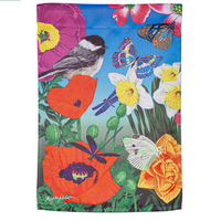 Birds and Flowers Suede Garden Flag