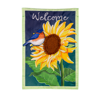 Bluebird and Sunflower Applique Garden Flag