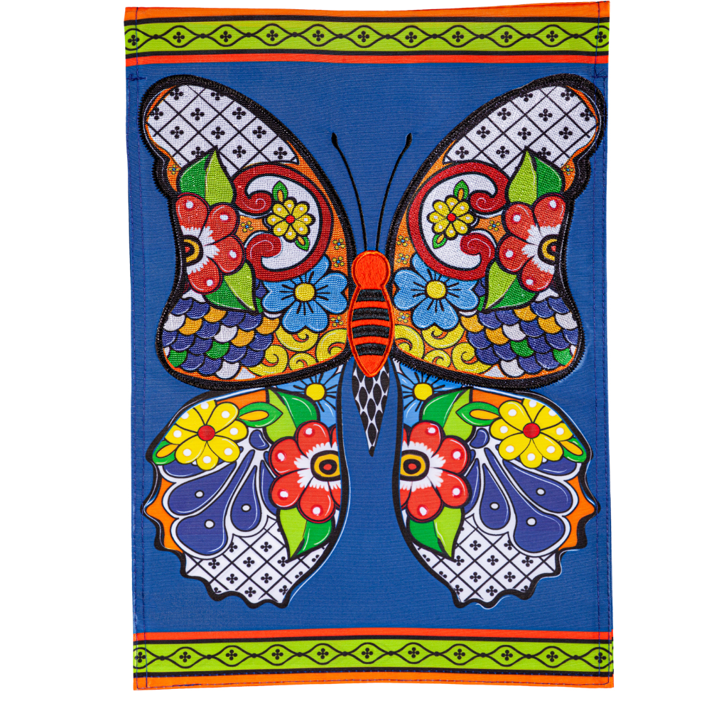 Talavera Butterfly Applique Garden Flag - A. Dodson's