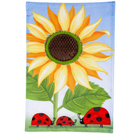 Sunflower & Ladybug Burlap Garden Flag