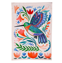 Patterned Hummingbird Linen Garden Flag