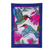 Colorful Hummingbird Linen Garden Flag