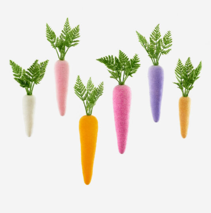 Flocked Colored Carrot, 6 Asst - A. Dodson's