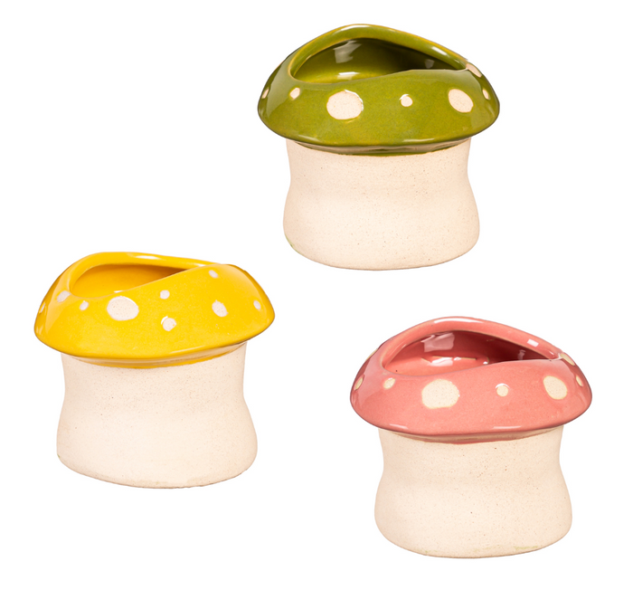 Mushroom Ceramic Planter, 3 Colors