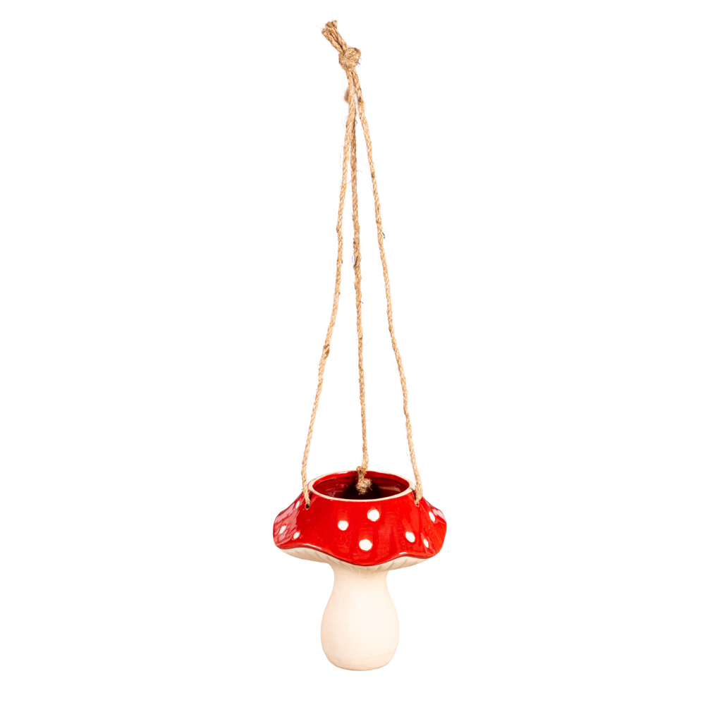 Red Mushroom Ceramic Hanging Planter - A. Dodson's