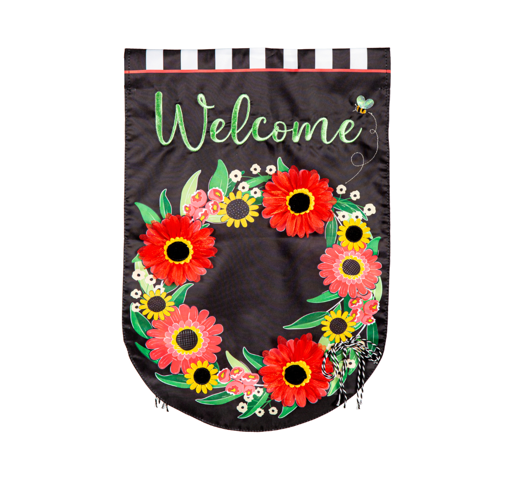 Welcome Wreath Applique Garden Flag - A. Dodson's