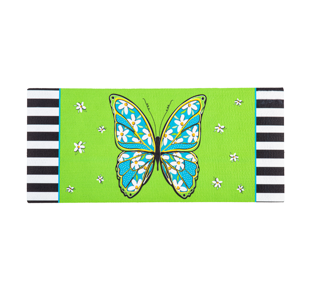 Floral Butterfly Welcome Sassafras Switch Mat - A. Dodson's