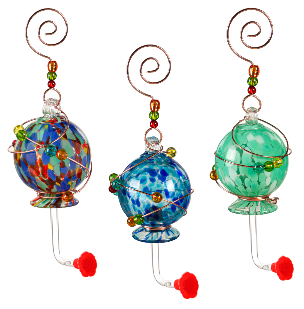 Spotted Glass Hanging Mini Hummingbird Feeder - 3 Styles - A. Dodson's