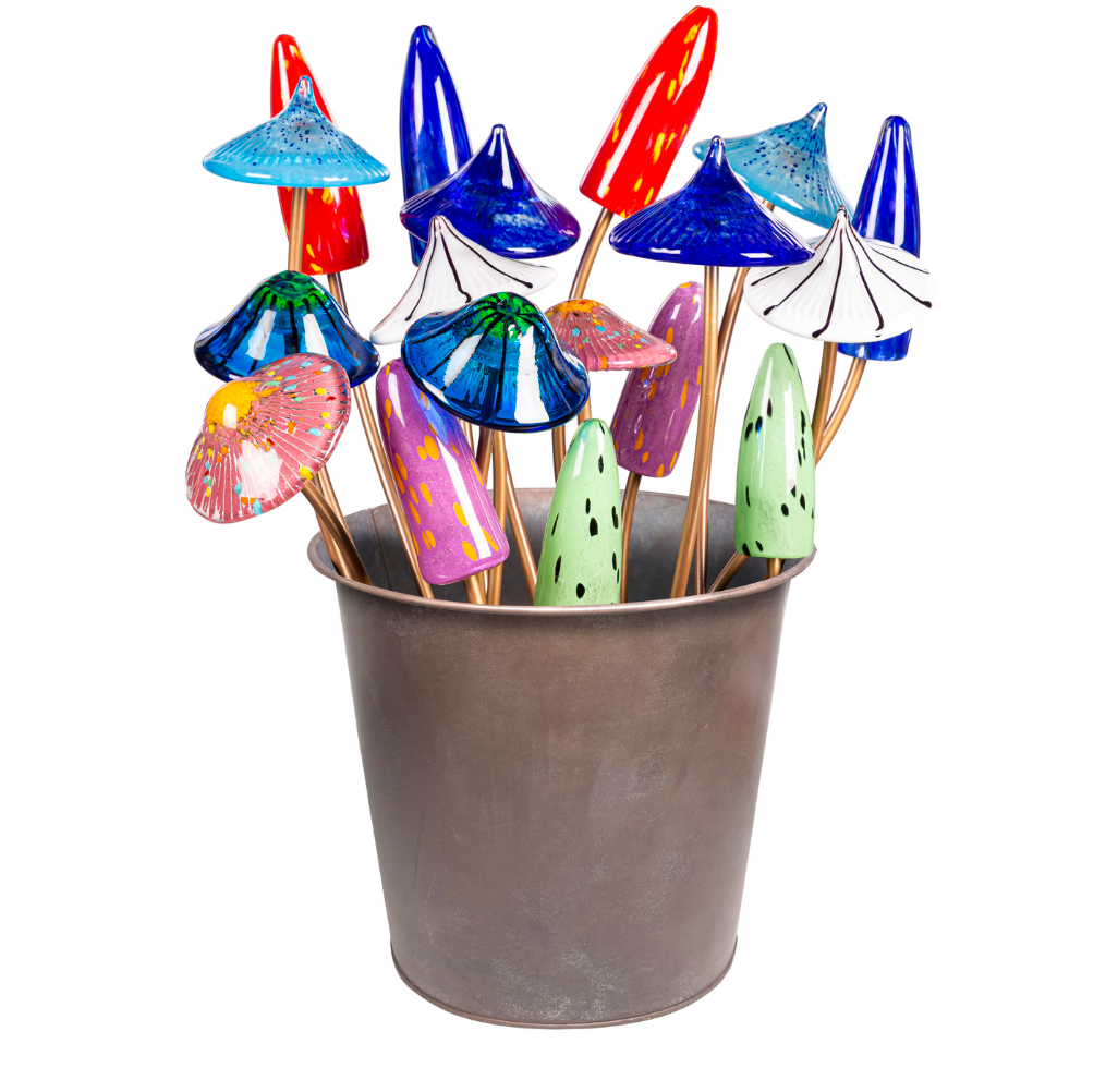Art Glass Mushroom Garden Stake - A. Dodson's
