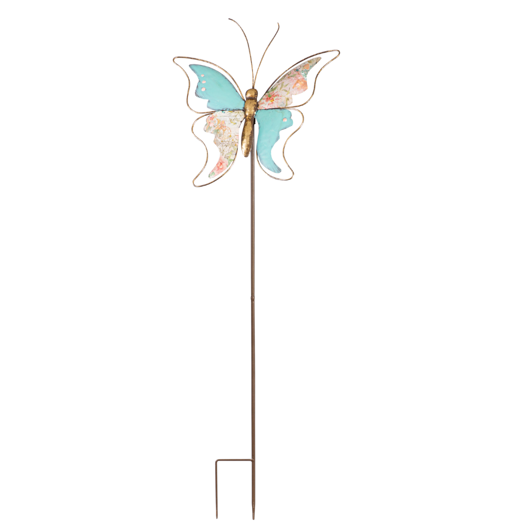 41"H Metal Garden Stake, Decoupage Butterfly