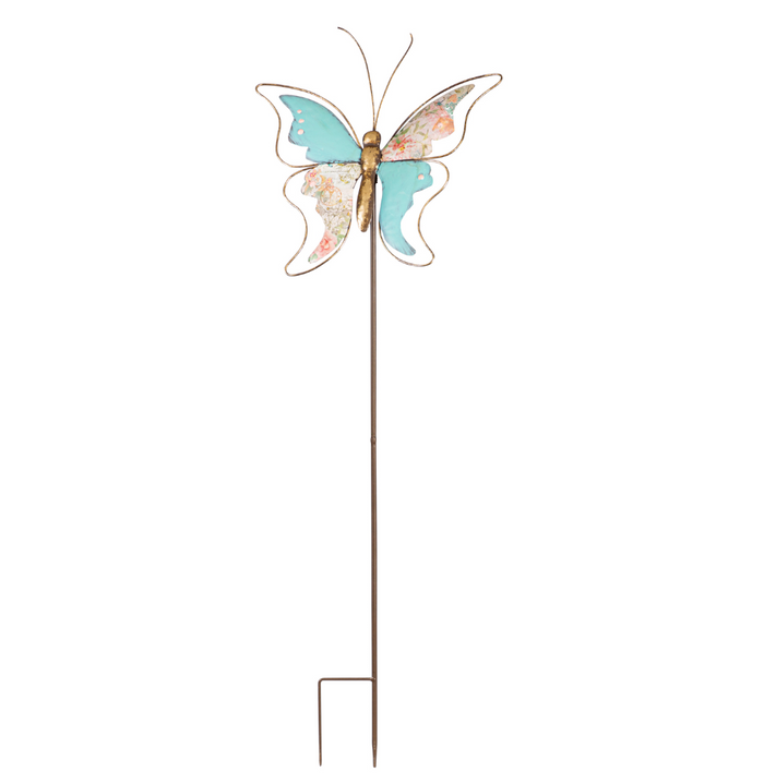 41"H Metal Garden Stake, Decoupage Butterfly