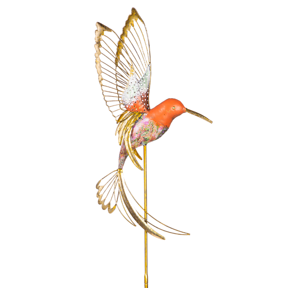 37"H Fluttering Hummingbird Metal Garden Stake - 2 Styles