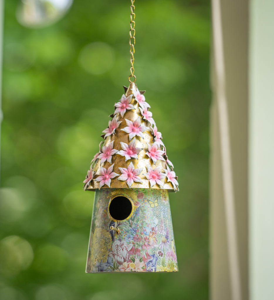 Flower Roof Decorative Metal Birdhouse, Small - A. Dodson's
