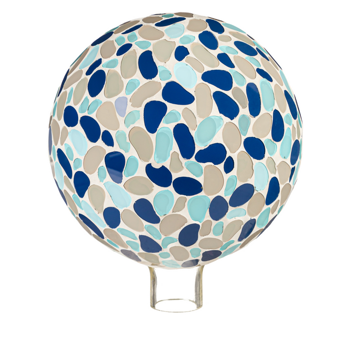 10" Mosaic Glass Gazing Ball, Blue Cobblestone