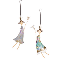 Metal Hand Painted Fairies with Bugs Hanging Decor - 2 Styles