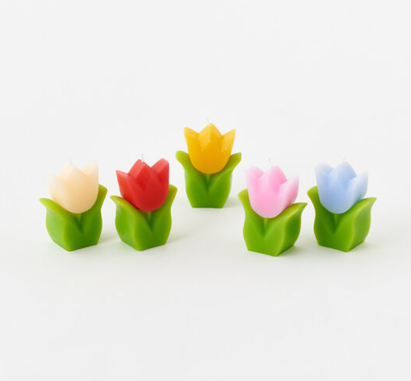 Tulip Candle, 5 Colors, 4"