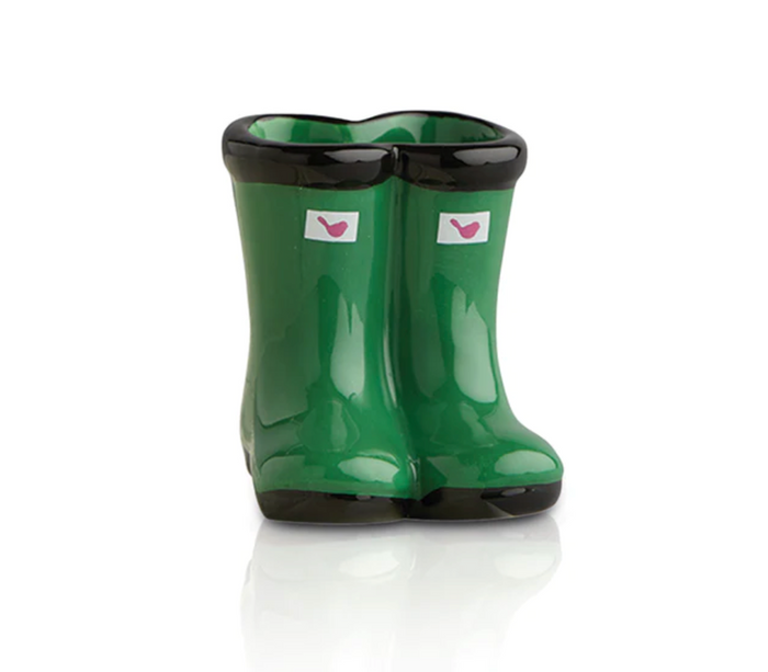 NORA FLEMING JUMPIN' PUDDLES GREEN BOOTS MINI A227