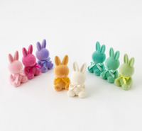 Flocked Sitting Bunny, Medium, PVC, 7" - 8 Colors