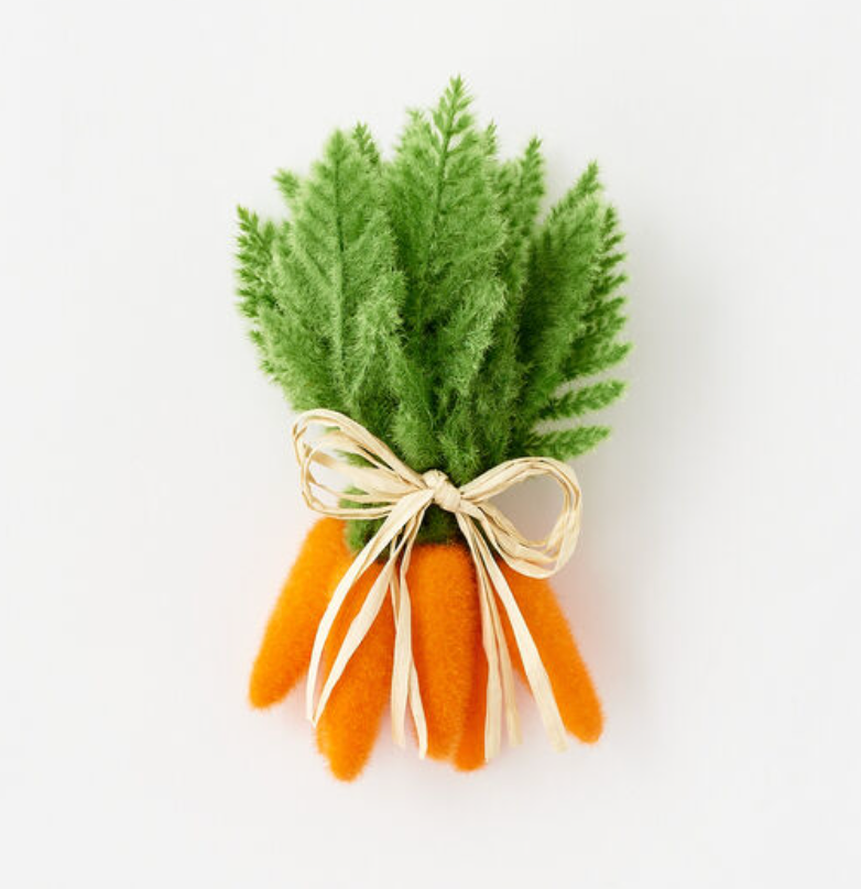 Flocked Orange Carrots, Cluster of 6, Small, PVC, 8"