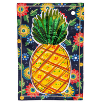 Pineapple and Florals Burlap Garden Flag