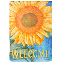 Welcome Sunflower Suede Garden Flag