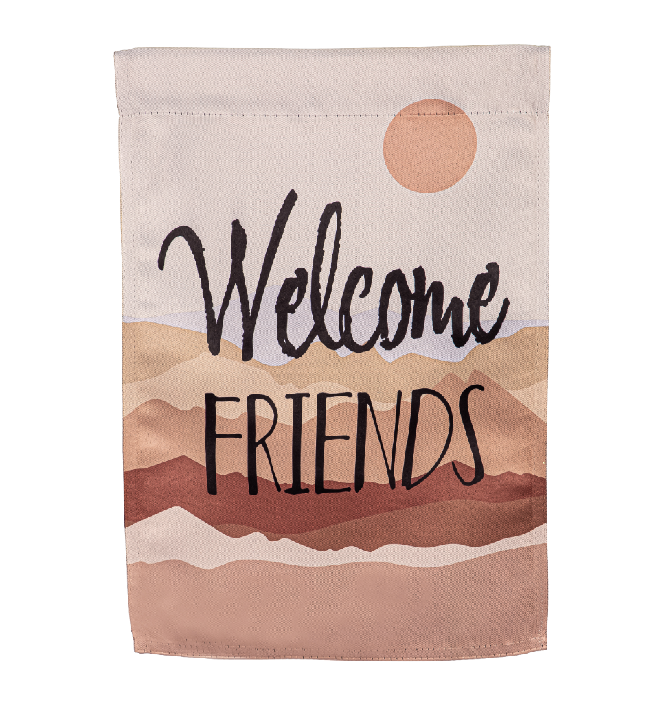 Friends Welcome Suede Garden Flag - A. Dodson's
