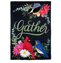 Gather Birdies Suede Garden Flag