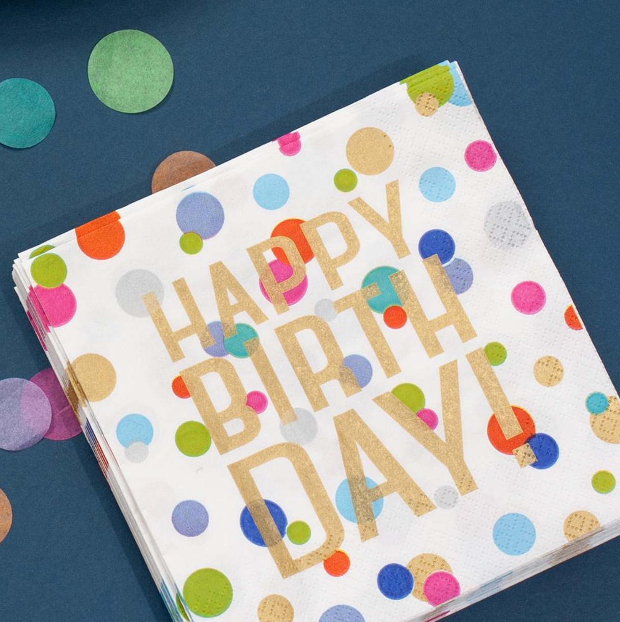 Happy Birthday Confetti Paper Luncheon Napkins - A. Dodson's
