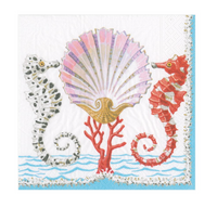 Seahorses and Shell Paper Luncheon Napkins
