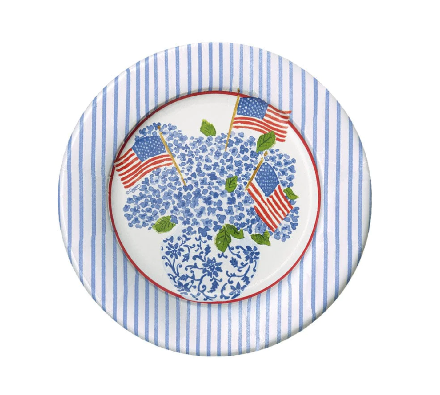 Flags and Hydrangeas Paper Salad & Dessert Plates - A. Dodson's