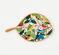 Bird/Foliage Leaf Platter, Mango Wood, 15" x 25"