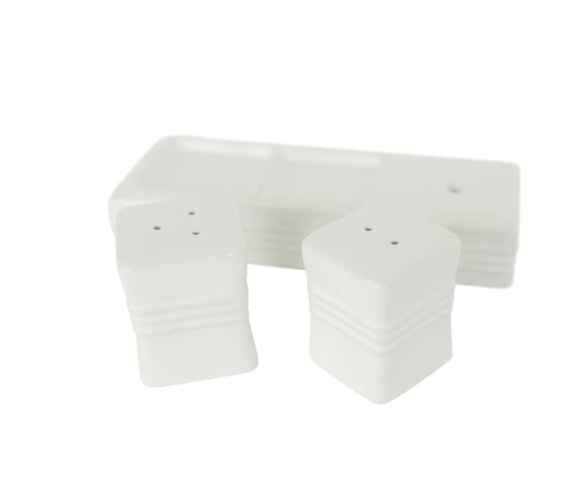 NORA FLEMING PINSTRIPES SALT AND PEPPER SHAKER SET S9