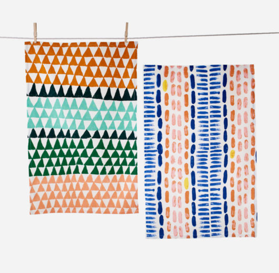 Triangle/Paint Dabs Dish Towel, 2 Asst, Fabric, 18" x 28"