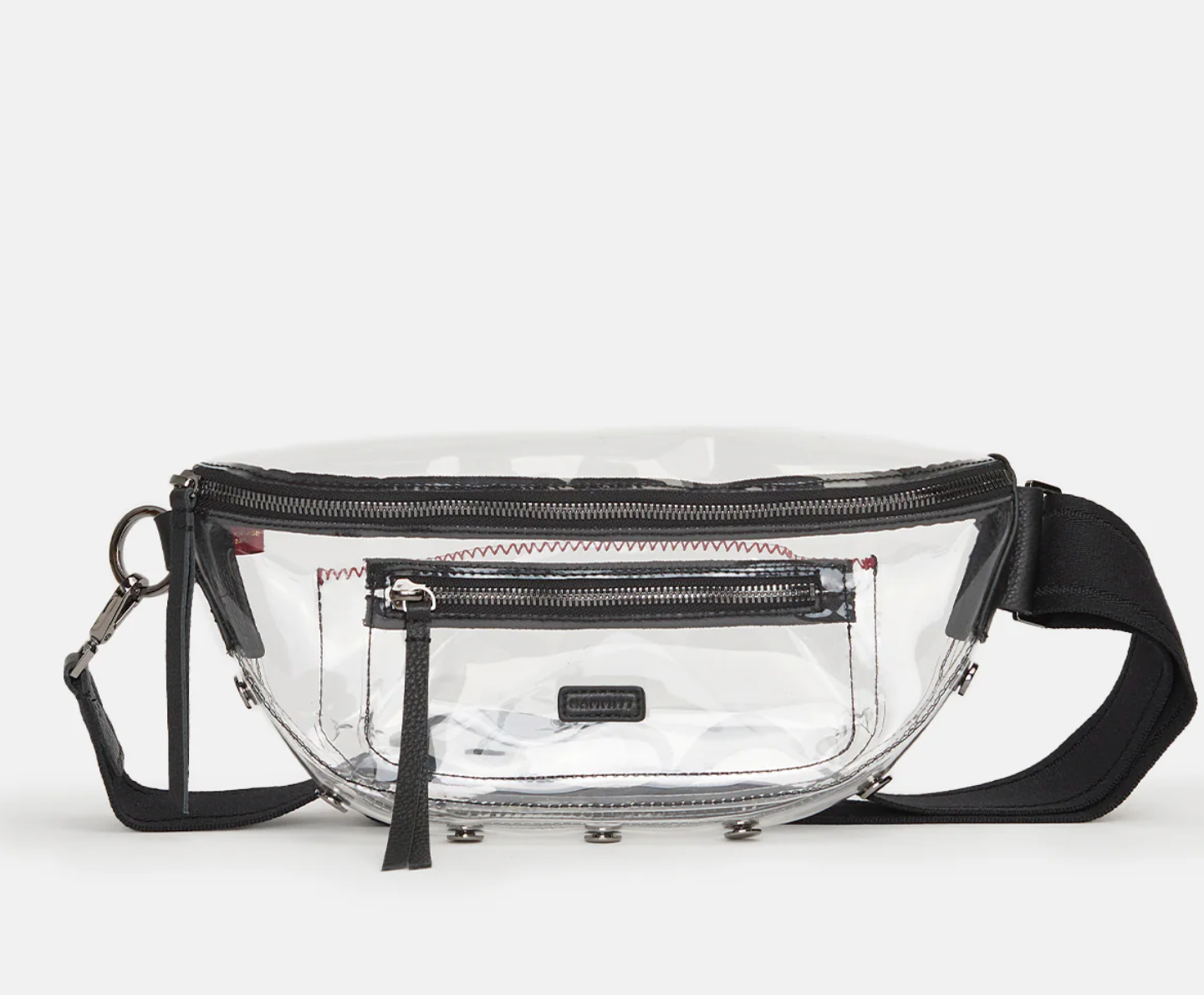 Hammitt Charles Medium Leather Belt Bag in Clear Black with Gunmetal - A. Dodson's