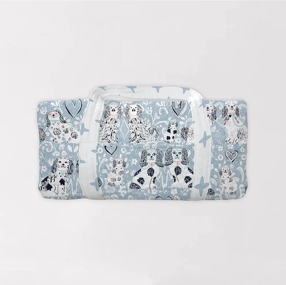 Foo Dogs in Light Blue Duffle Bag By Ida Mae