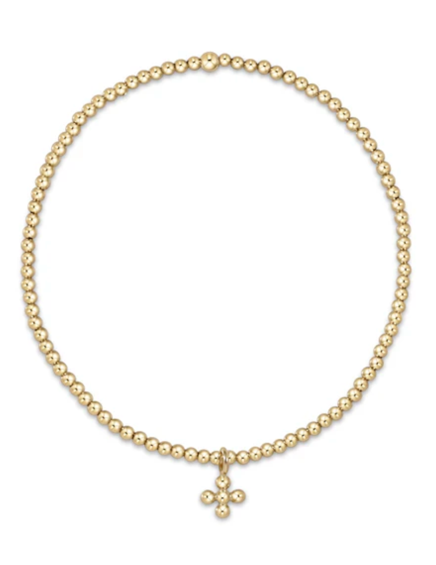 initial classic gold 2mm bead bracelet - respect small gold disc by enewton