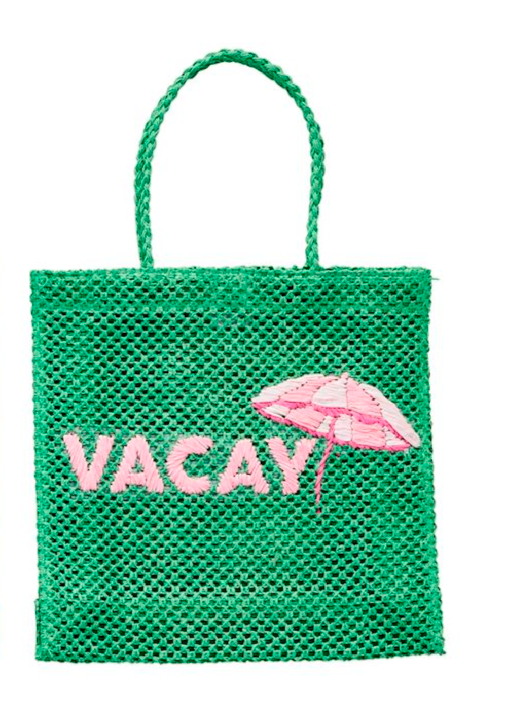 Green Woven Word Tote By Mud Pie