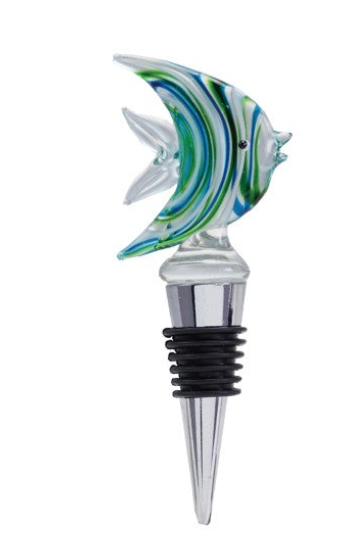 Zinc Alloy Bottle Stopper with Hand-Blown Glass Figure, 8 Styles