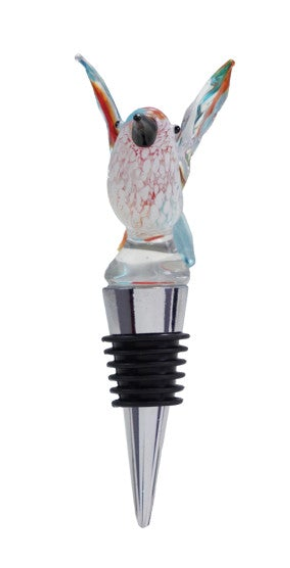 Zinc Alloy Bottle Stopper with Hand-Blown Glass Figure, 8 Styles