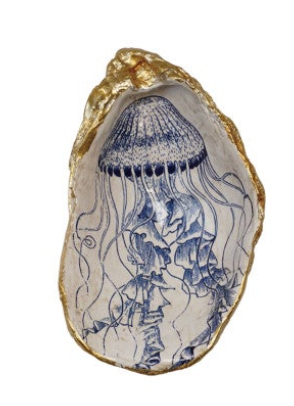 Decorative Resin Shell Shaped Dish with Sea Image, 6 Styles