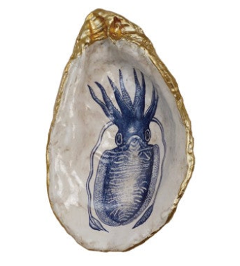 Decorative Resin Shell Shaped Dish with Sea Image, 6 Styles