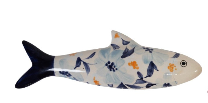 Hand-Painted Stoneware Fish Wall Décor, 4 Styles